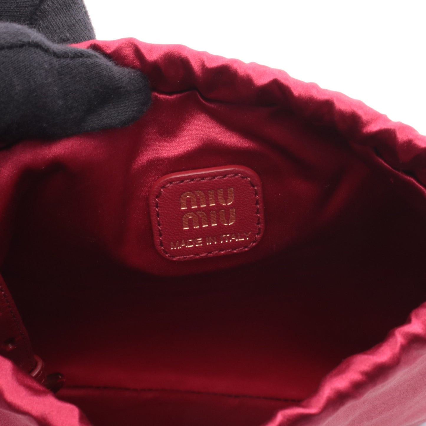 DUCHESSE ダッチェス ポーチ シルク レザー レッド 巾着 ミュウミュウ 財布・小物 miu miu
