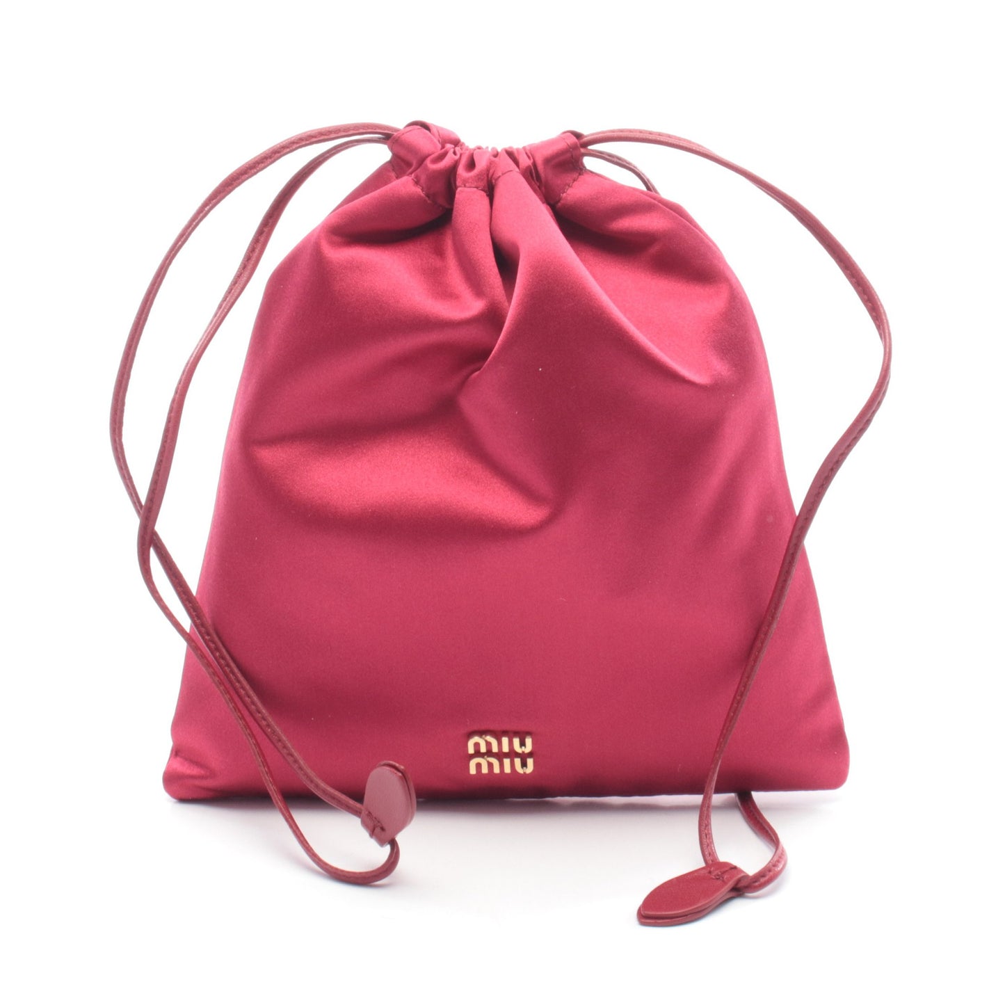 DUCHESSE ダッチェス ポーチ シルク レザー レッド 巾着 ミュウミュウ 財布・小物 miu miu