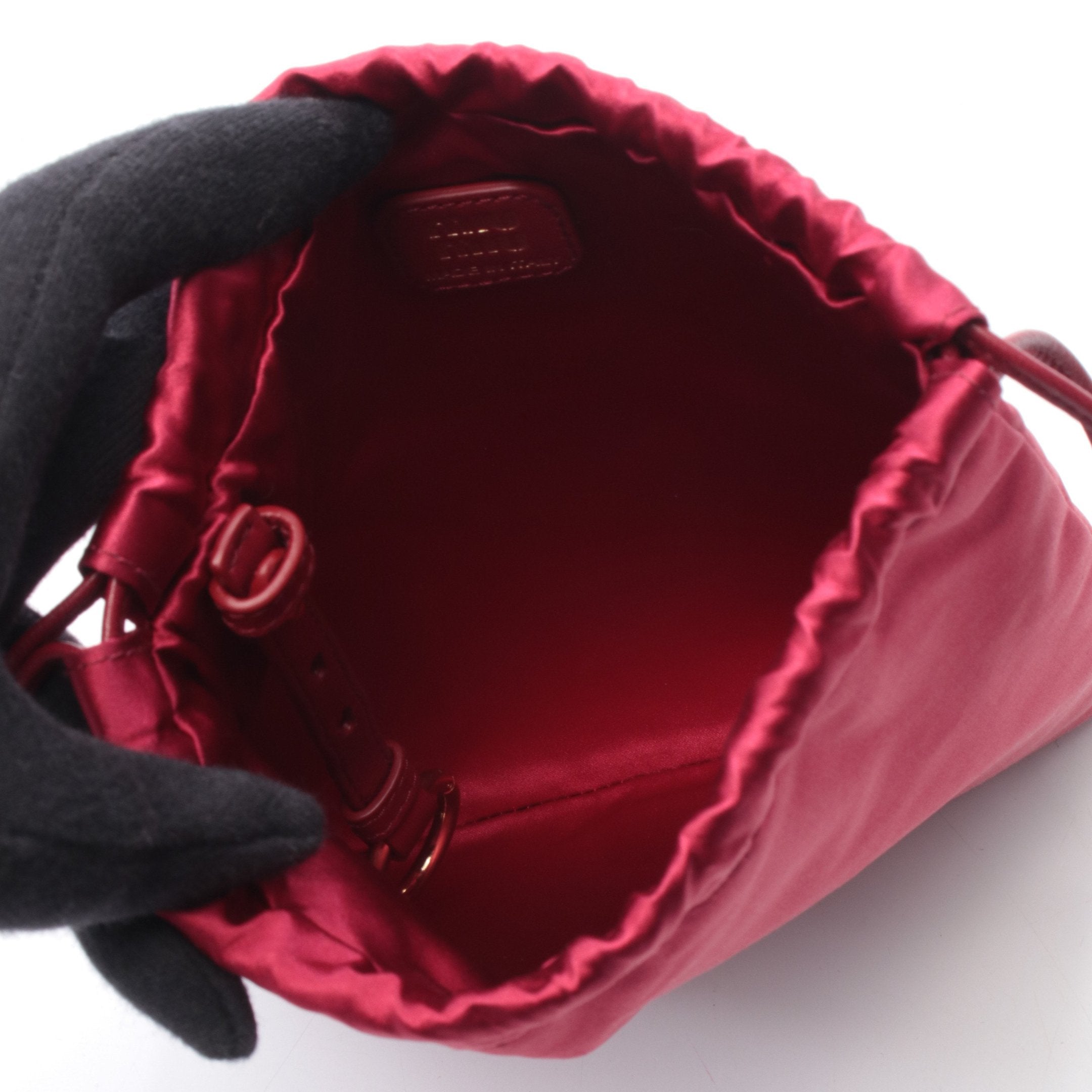 DUCHESSE ダッチェス ポーチ シルク レザー レッド 巾着 ミュウミュウ