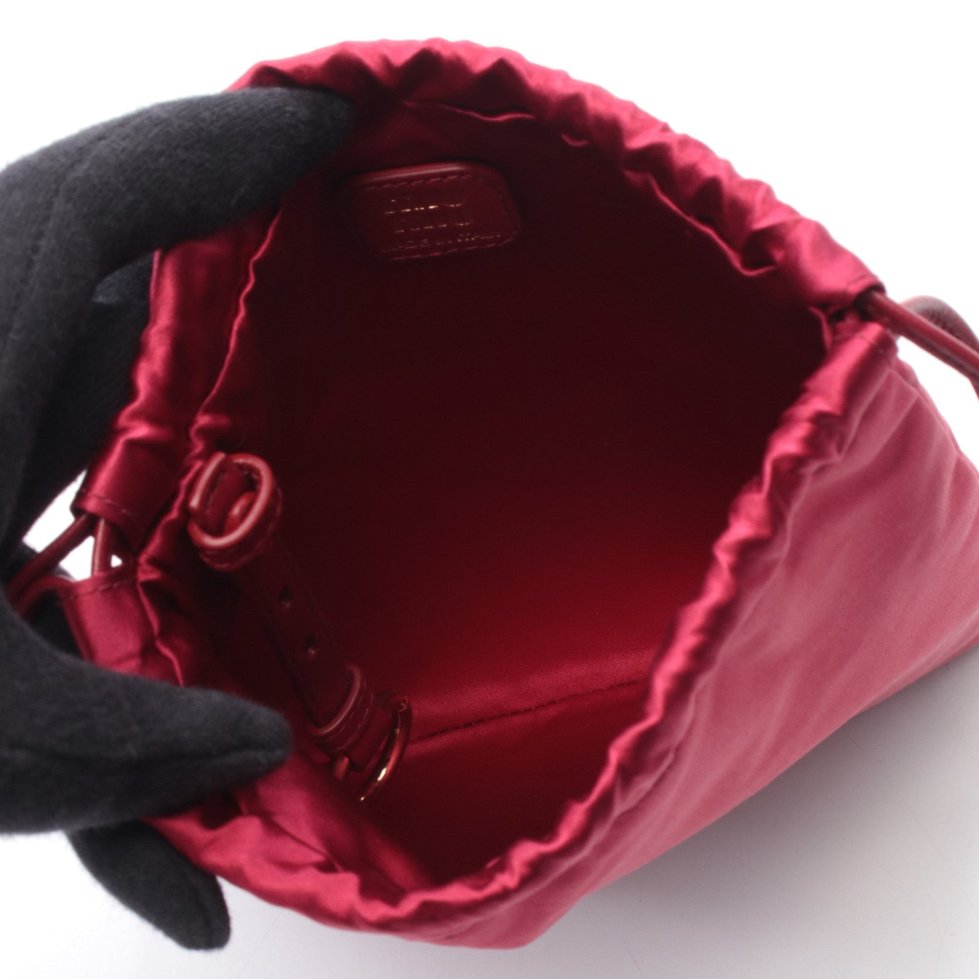 DUCHESSE ダッチェス ポーチ シルク レザー レッド 巾着 ミュウミュウ 財布・小物 miu miu