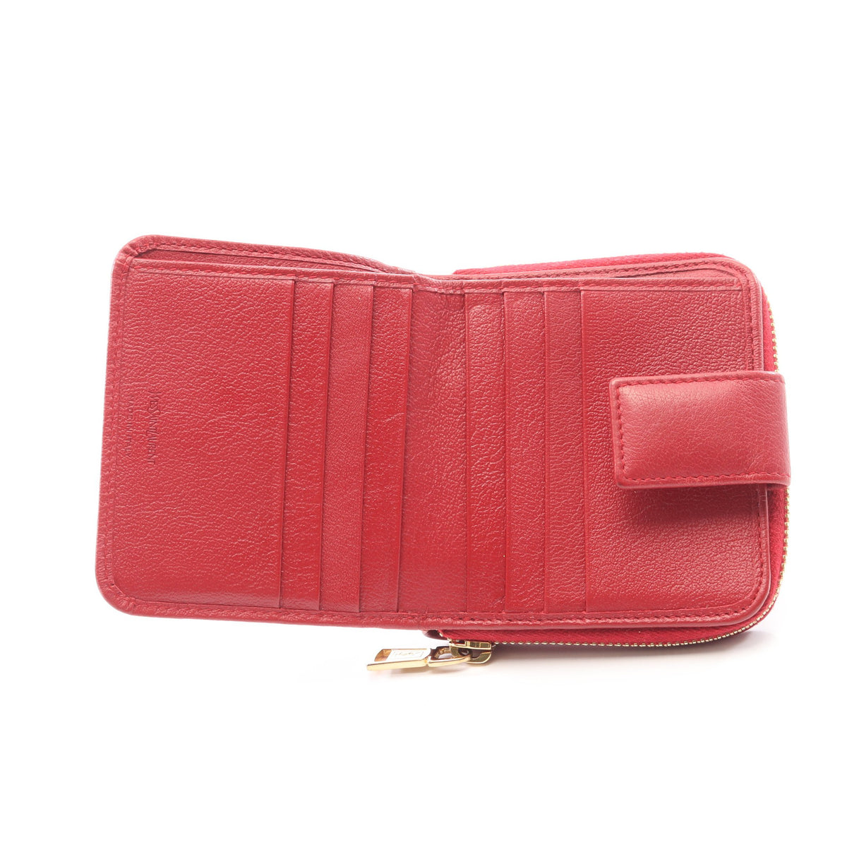 YSLロゴ 二つ折り財布 レザー レッド イヴサンローラン 財布・小物 YVES SAINT LAURENT