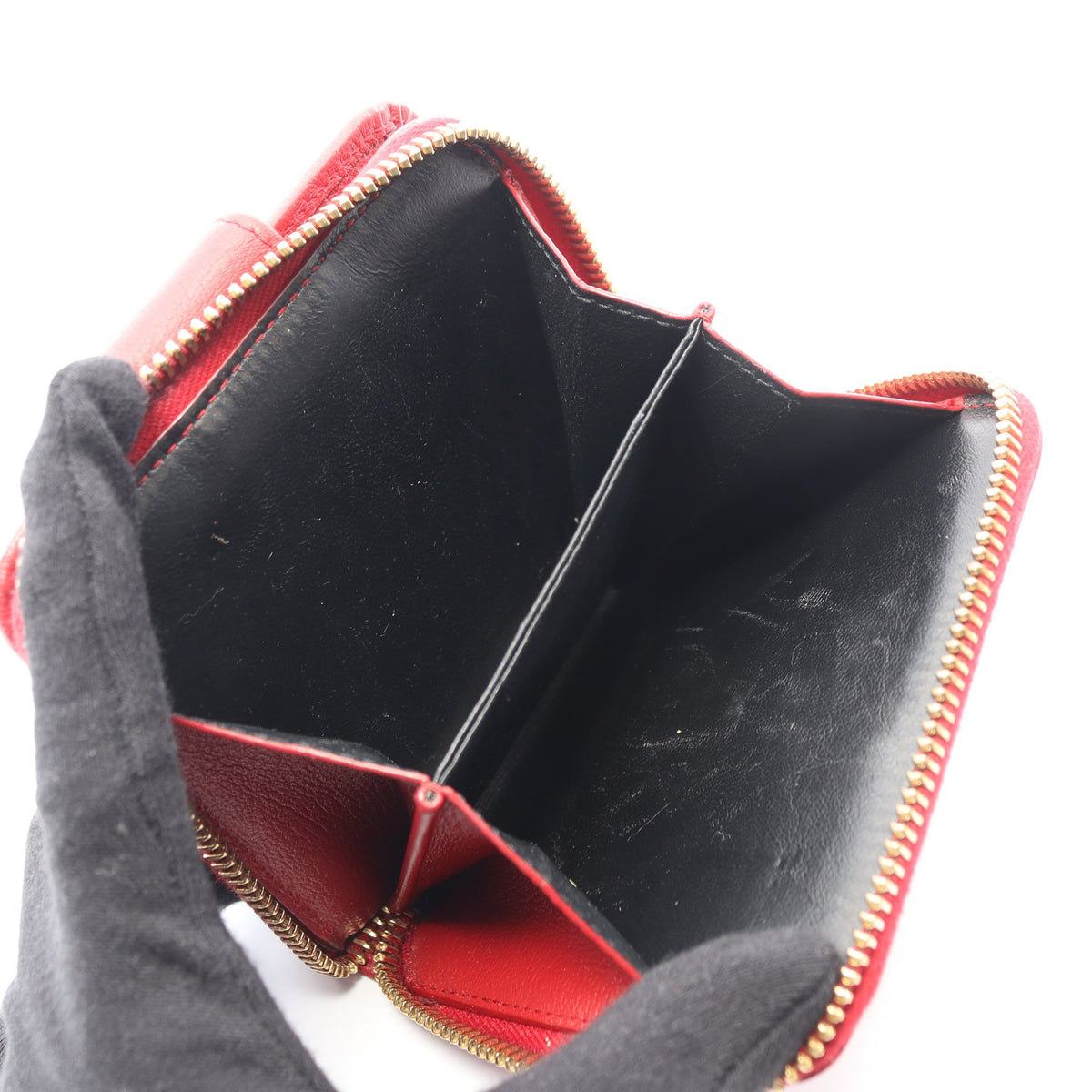 YSLロゴ 二つ折り財布 レザー レッド イヴサンローラン 財布・小物 YVES SAINT LAURENT