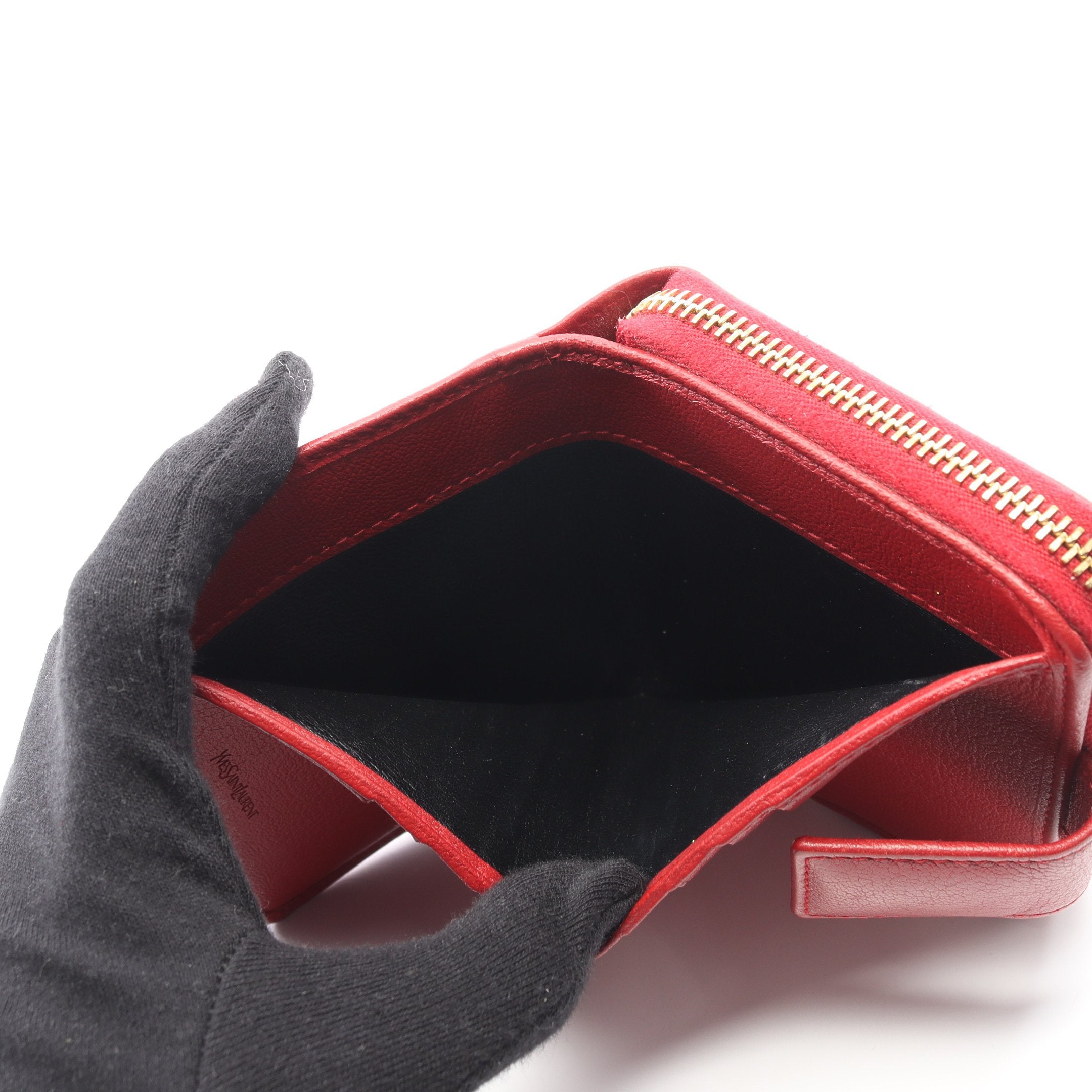 YSLロゴ 二つ折り財布 レザー レッド イヴサンローラン – RECLO