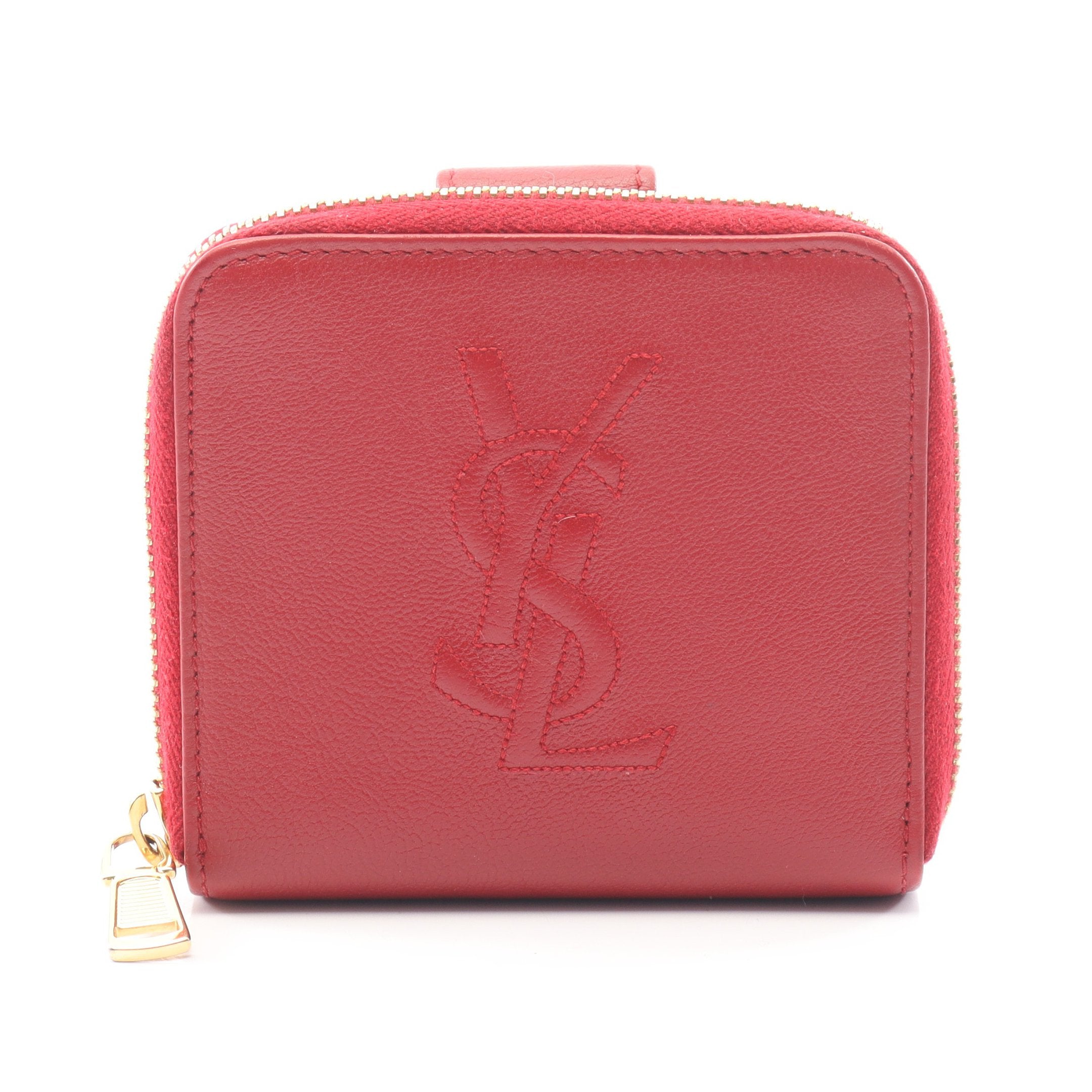 YSLロゴ 二つ折り財布 レザー レッド イヴサンローラン – RECLO