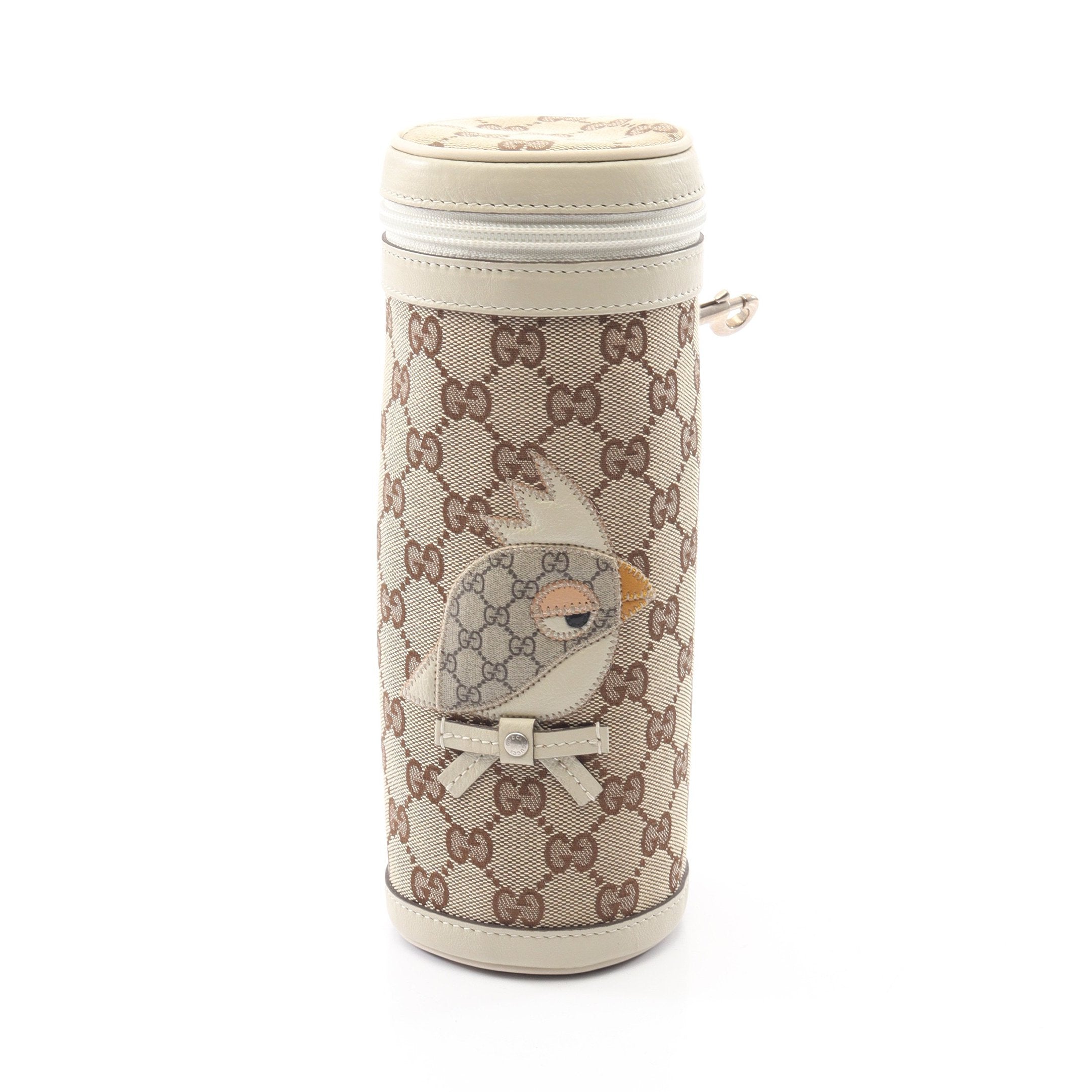 【美品】GUCCI　ボトルケース 水筒 GGキャンバス シェリーライン レザー グッチチルドレンズ GGキャンバス ボトルケース 小物 キャンバス