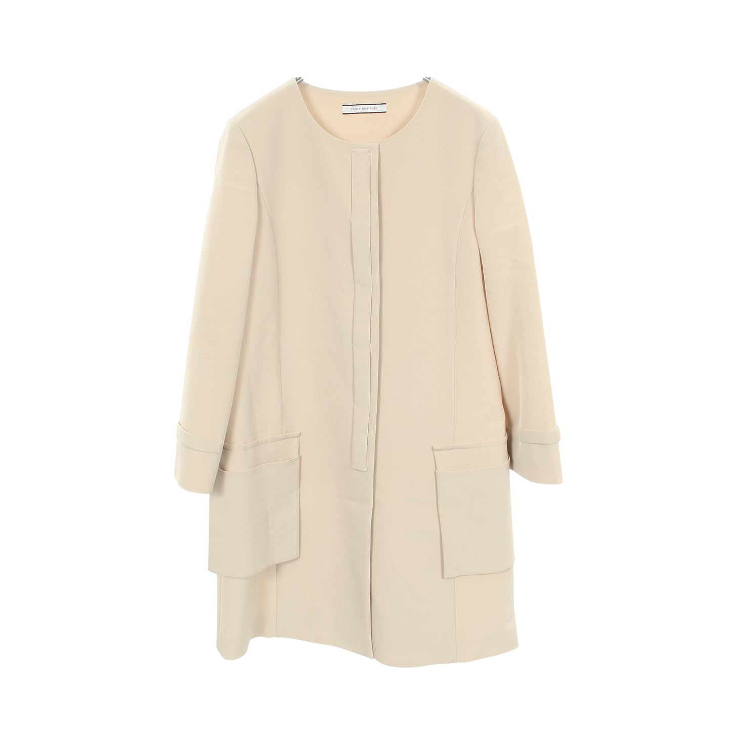 ノーカラー コート ベージュ フォクシーニューヨーク アウター FOXEY NEW YORK