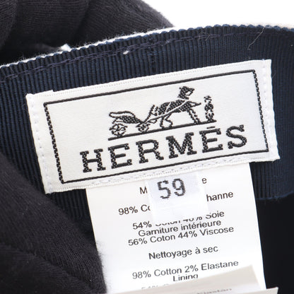 シェーヌダンクル キャスケット 帽子 コットン ホワイト ネイビー エルメス 財布・小物 HERMES