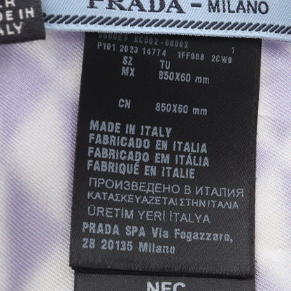 リボン スカーフ 花柄 シルク ライトパープル ホワイト プラダ 財布・小物 PRADA
