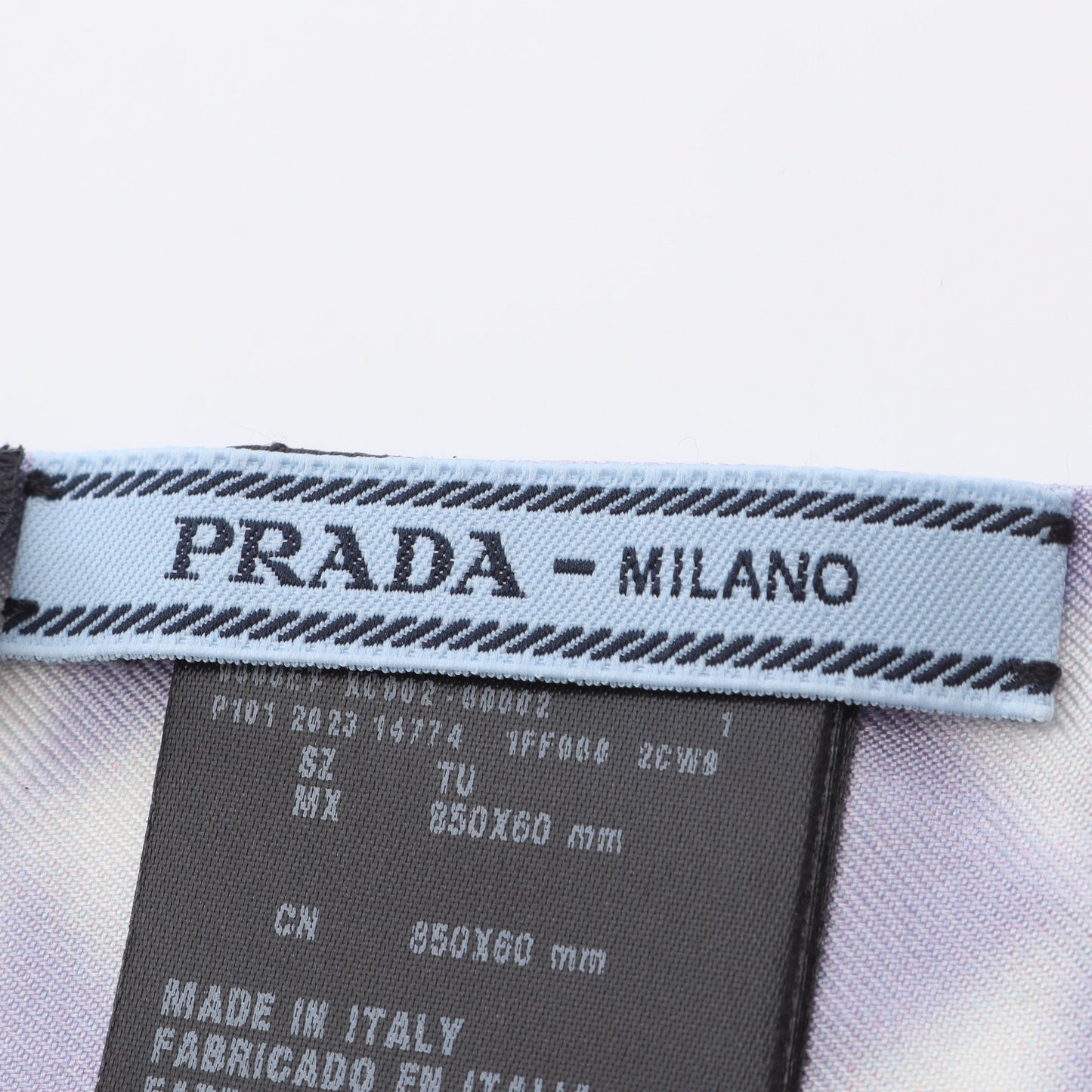 リボン スカーフ 花柄 シルク ライトパープル ホワイト プラダ 財布・小物 PRADA