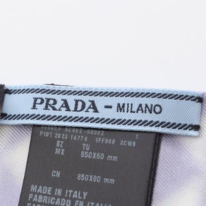 リボン スカーフ 花柄 シルク ライトパープル ホワイト プラダ 財布・小物 PRADA