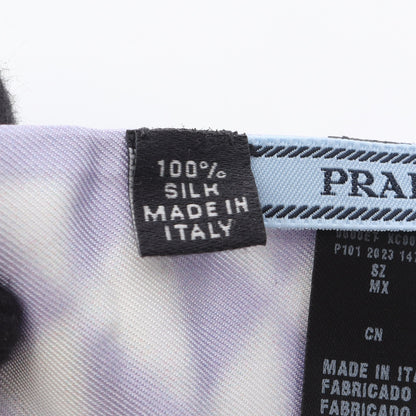 リボン スカーフ 花柄 シルク ライトパープル ホワイト プラダ 財布・小物 PRADA
