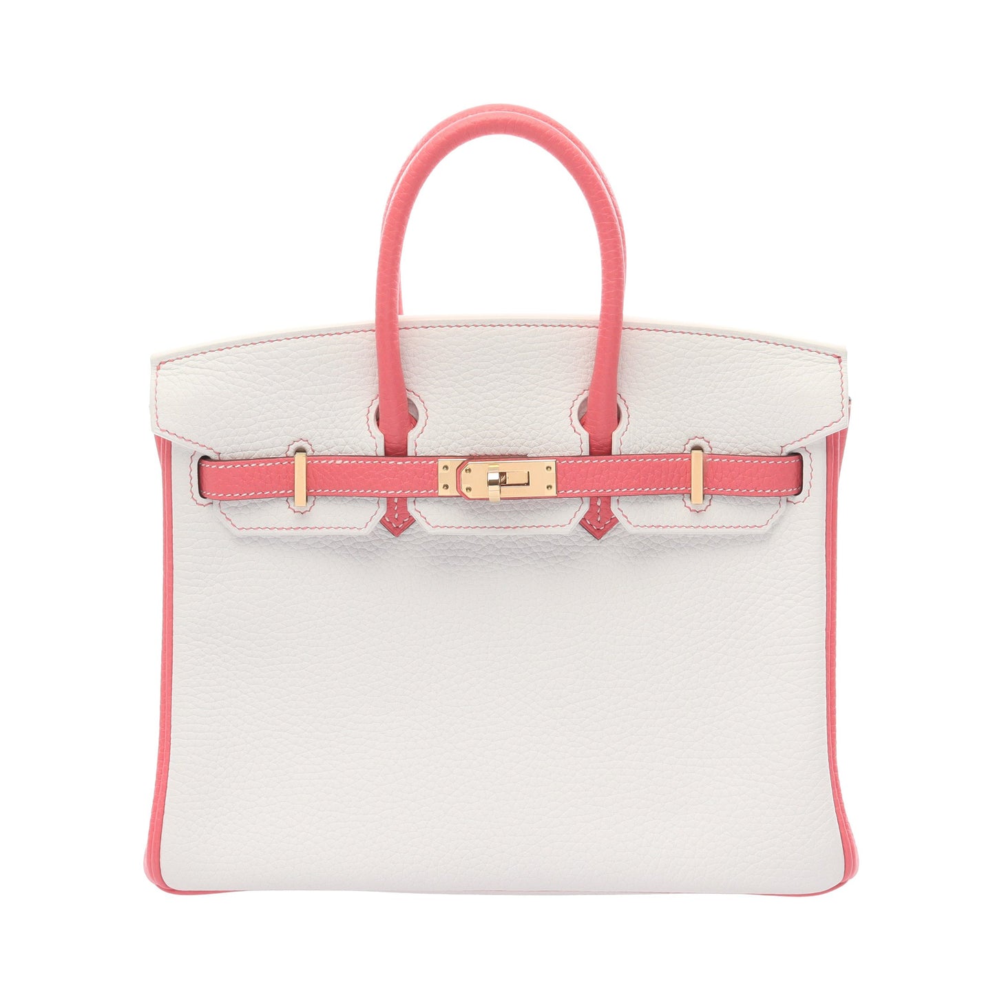 バーキン25 ローズアザレ ハンドバッグ トゴ ホワイト ピンク ゴールド金具 Y刻印 エルメス バッグ HERMES