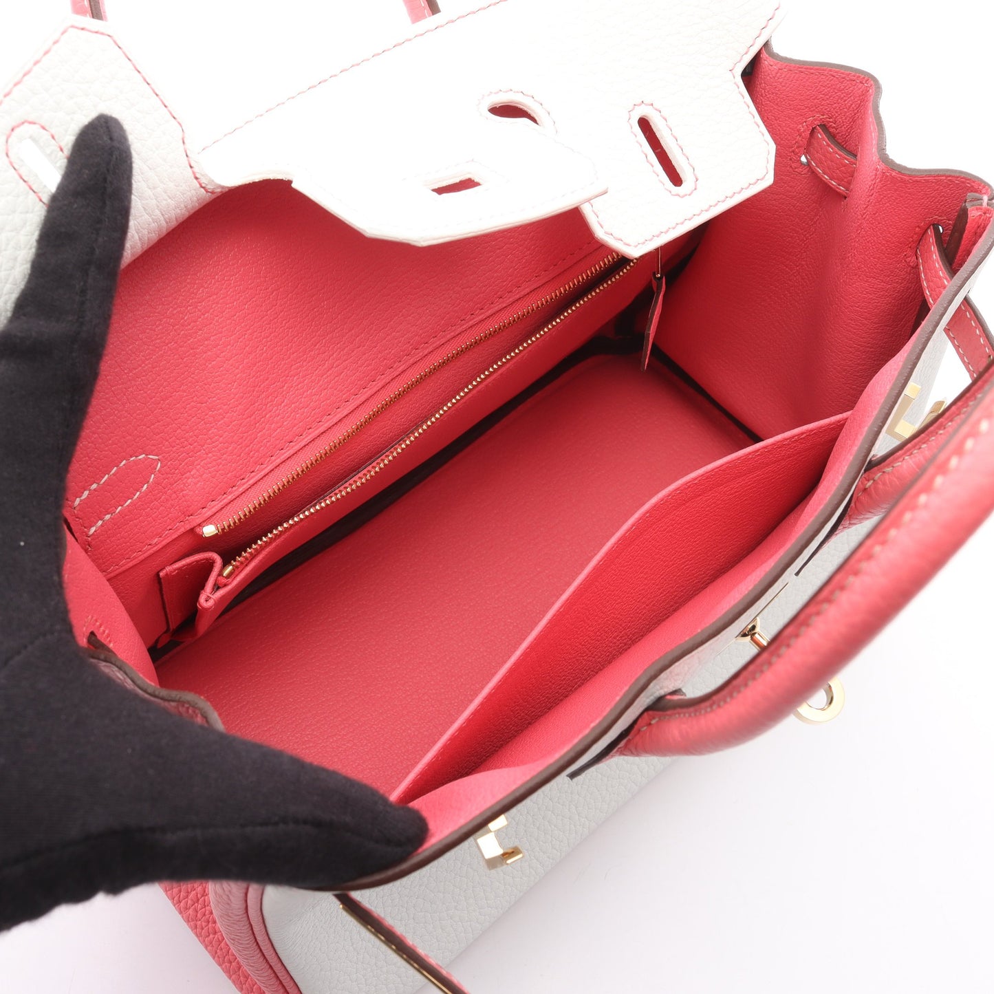 バーキン25 ローズアザレ ハンドバッグ トゴ ホワイト ピンク ゴールド金具 Y刻印 エルメス バッグ HERMES