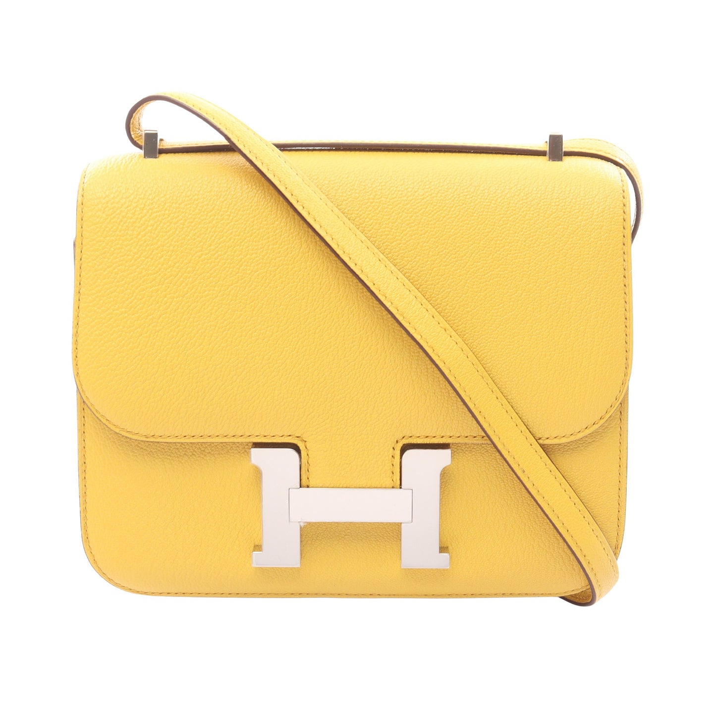 コンスタンス3 ミニ サン ショルダーバッグ シェーブル イエロー シルバー金具 B刻印 エルメス バッグ HERMES