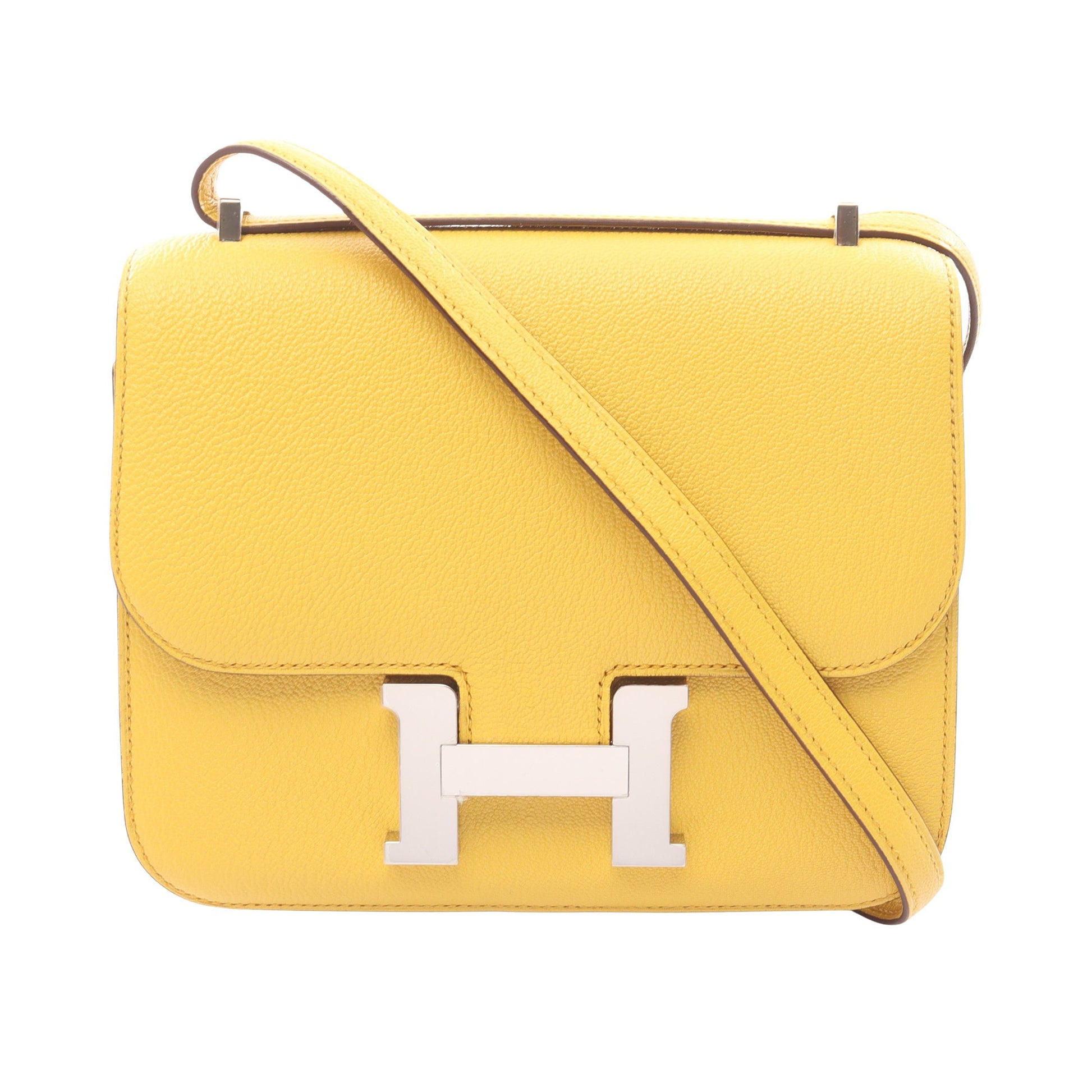 コンスタンス3 ミニ サン ショルダーバッグ シェーブル イエロー シルバー金具 B刻印 エルメス バッグ HERMES