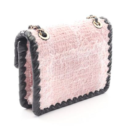 チェーンショルダーバッグ ツイード ラムスキン ピンク ブラック ゴールド金具 シャネル バッグ CHANEL