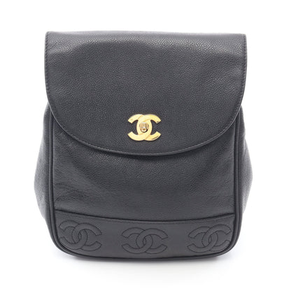 トリプルココマーク バックパック リュックサック キャビアスキン ブラック ゴールド金具 シャネル バッグ CHANEL