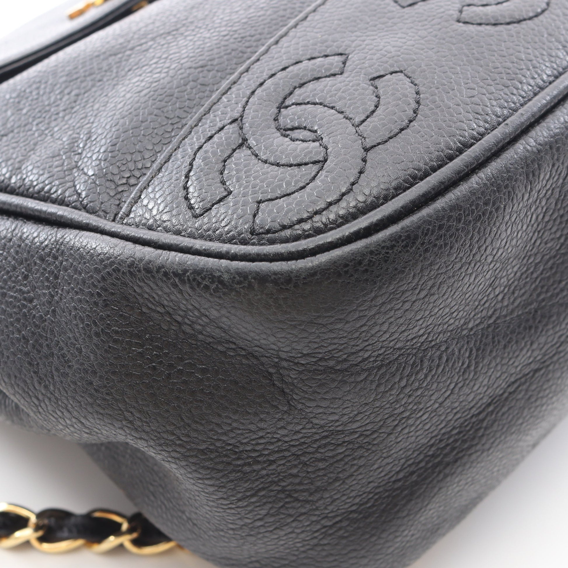 トリプルココマーク バックパック リュックサック キャビアスキン ブラック ゴールド金具 シャネル バッグ CHANEL