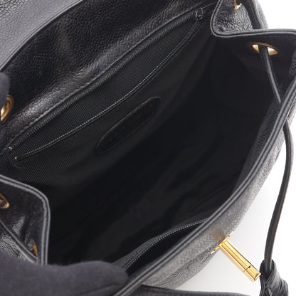 トリプルココマーク バックパック リュックサック キャビアスキン ブラック ゴールド金具 シャネル バッグ CHANEL