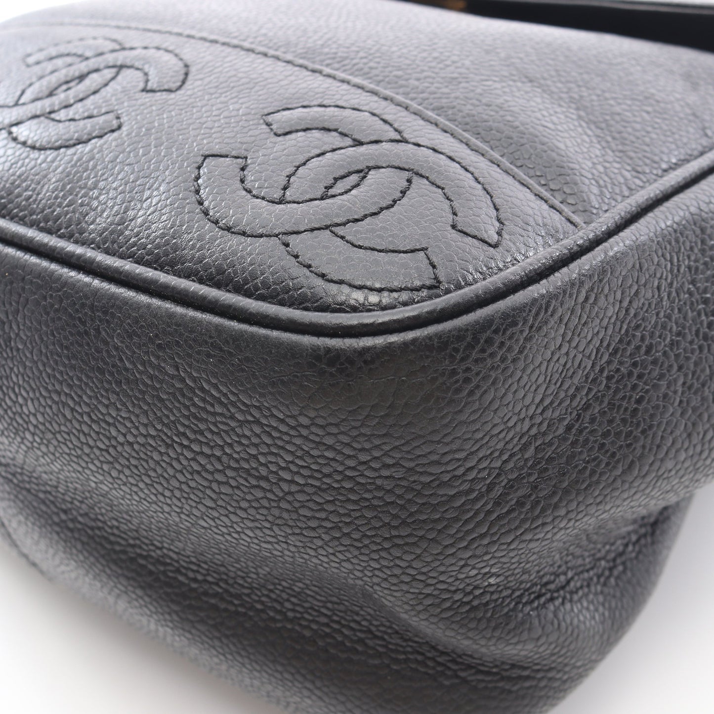 トリプルココマーク バックパック リュックサック キャビアスキン ブラック ゴールド金具 シャネル バッグ CHANEL