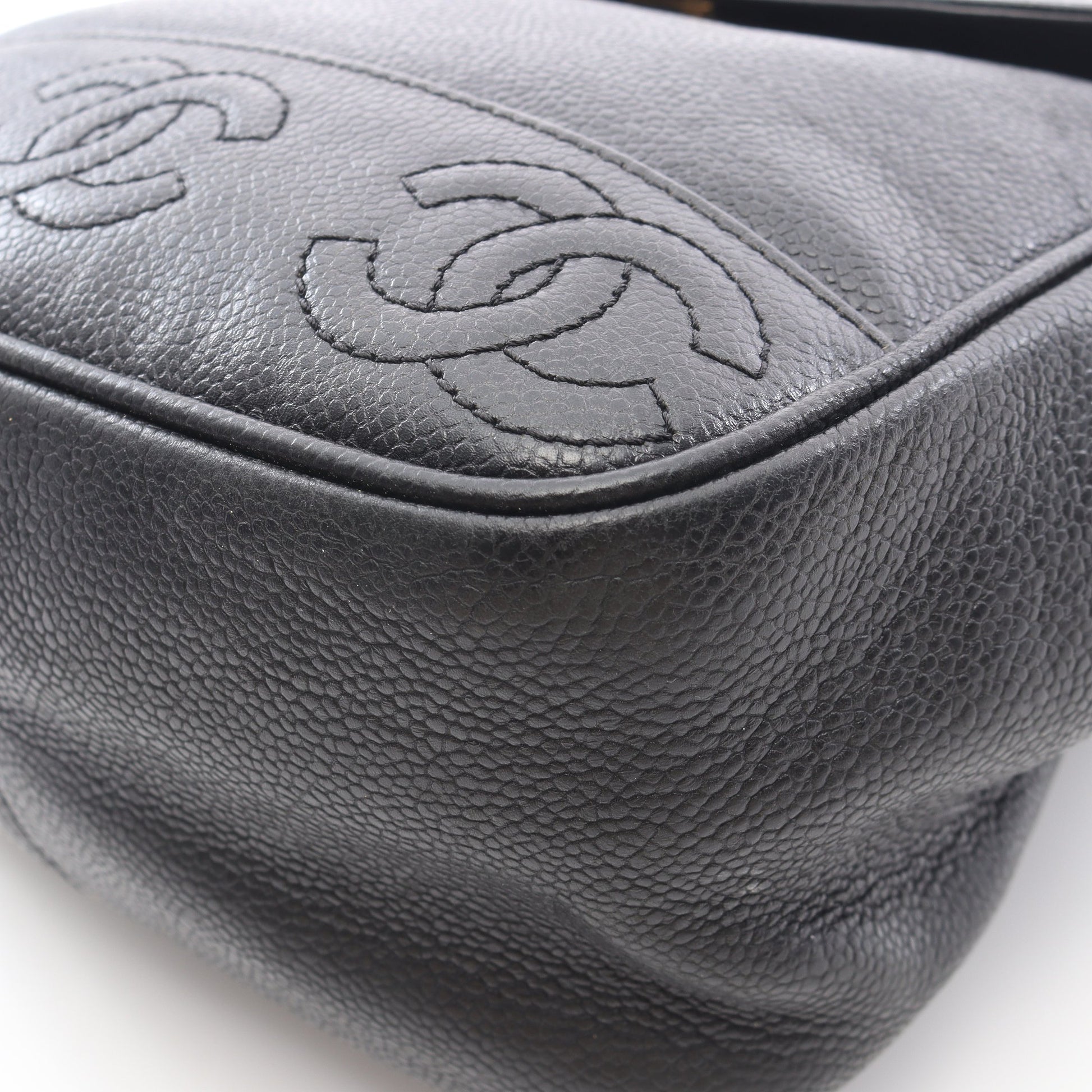 トリプルココマーク バックパック リュックサック キャビアスキン ブラック ゴールド金具 シャネル バッグ CHANEL