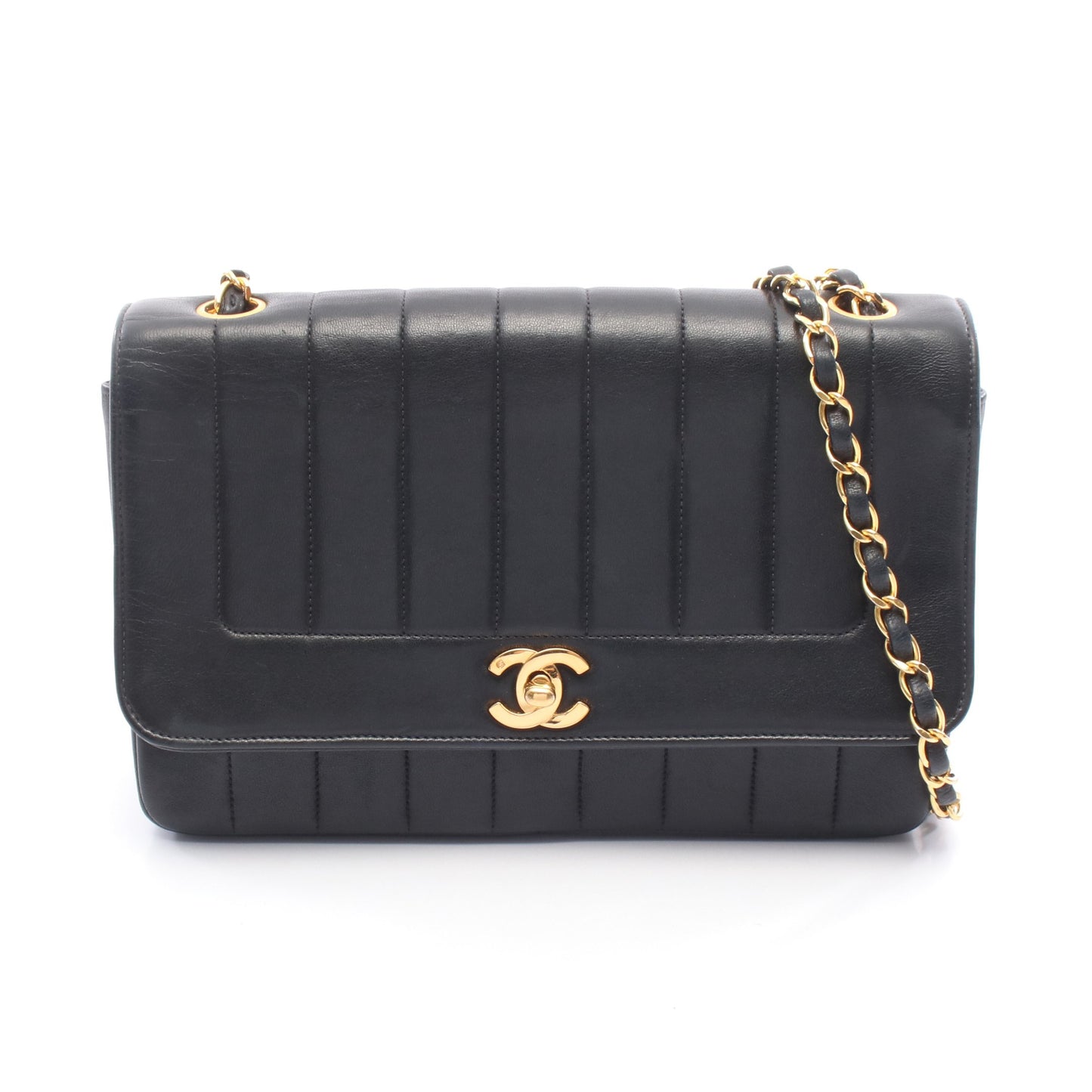 マドモアゼル チェーンショルダーバッグ ラムスキン ブラック ゴールド金具 シャネル バッグ CHANEL