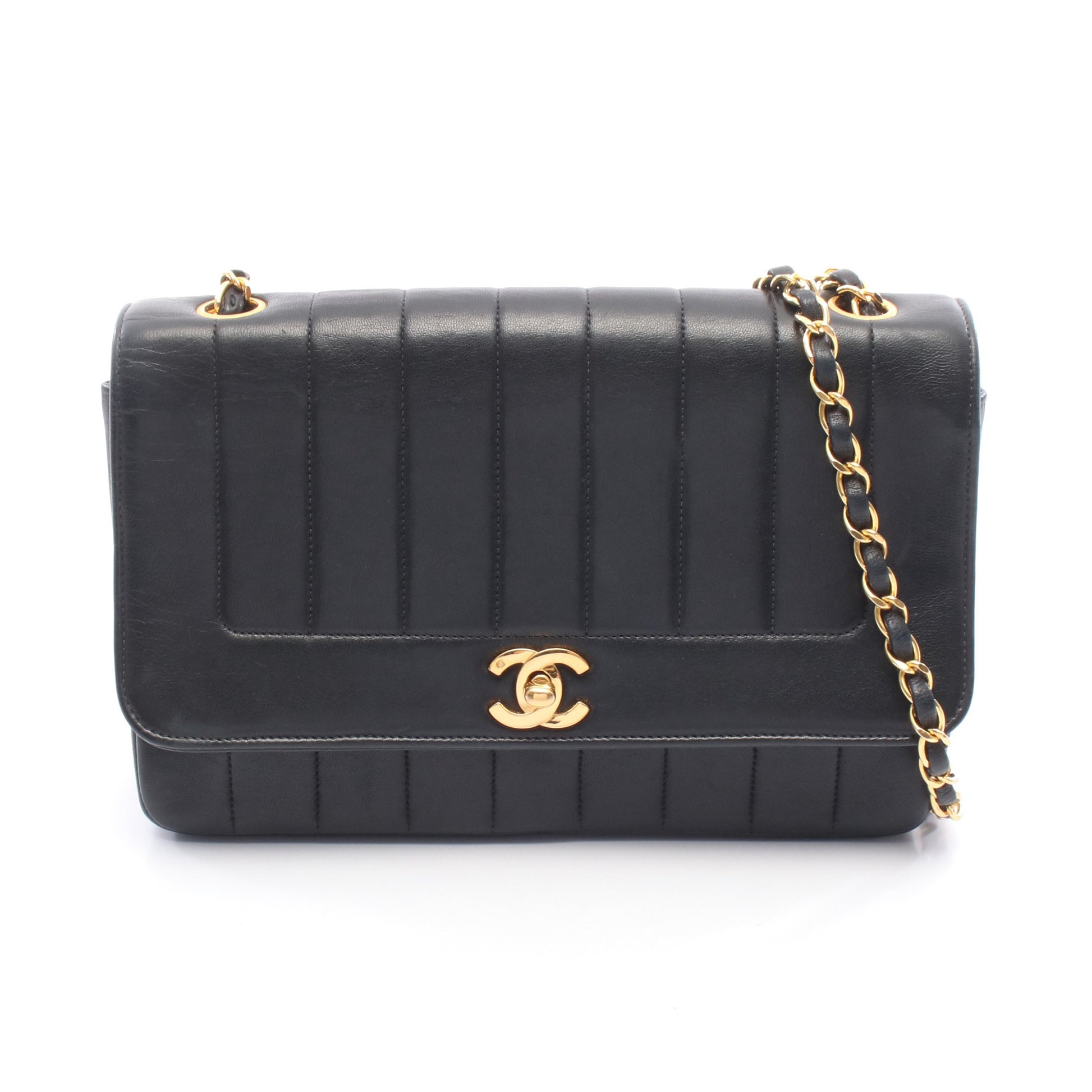 マドモアゼル チェーンショルダーバッグ ラムスキン ブラック ゴールド金具 シャネル バッグ CHANEL