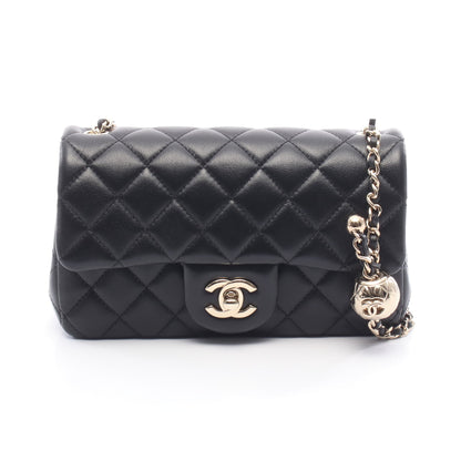 マトラッセ ミニ フラップバッグ チェーンショルダーバッグ ラムスキン ブラック ゴールド金具 シャネル バッグ CHANEL