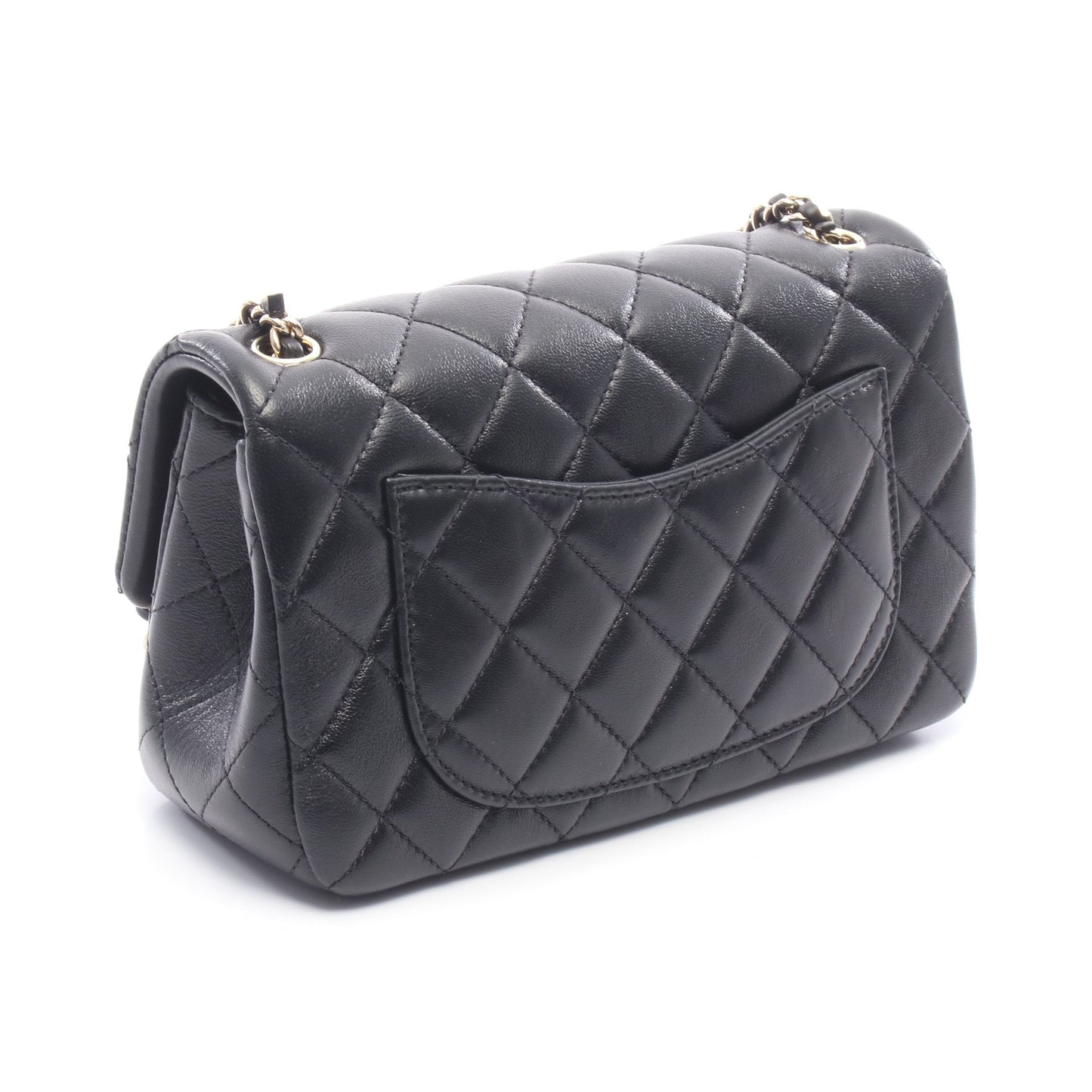 マトラッセ ミニ フラップバッグ チェーンショルダーバッグ ラムスキン ブラック ゴールド金具 シャネル バッグ CHANEL
