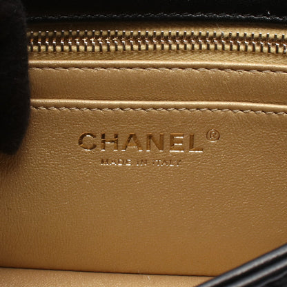 マトラッセ ミニ フラップバッグ チェーンショルダーバッグ ラムスキン ブラック ゴールド金具 シャネル バッグ CHANEL
