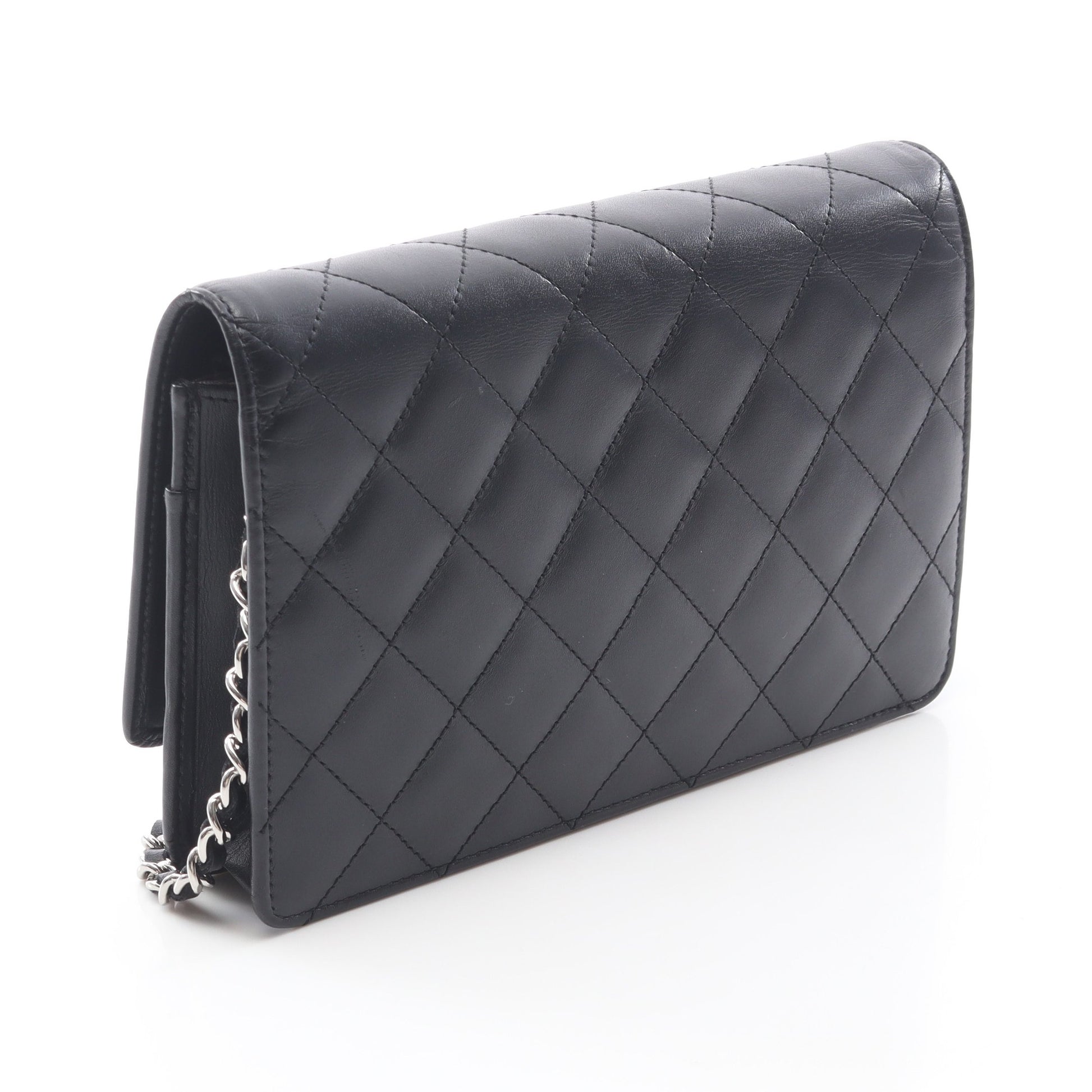 カンボンライン チェーンウォレット レザー ブラック シルバー シルバー金具 シャネル バッグ CHANEL