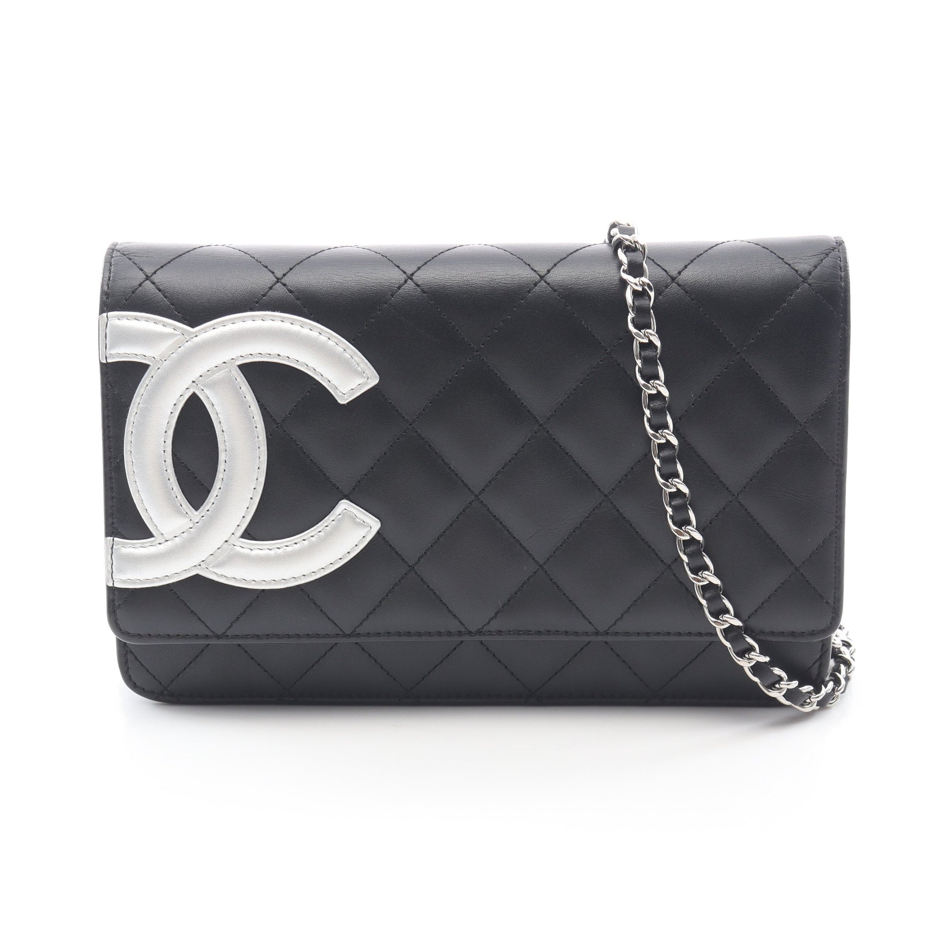 カンボンライン チェーンウォレット レザー ブラック シルバー シルバー金具 シャネル バッグ CHANEL