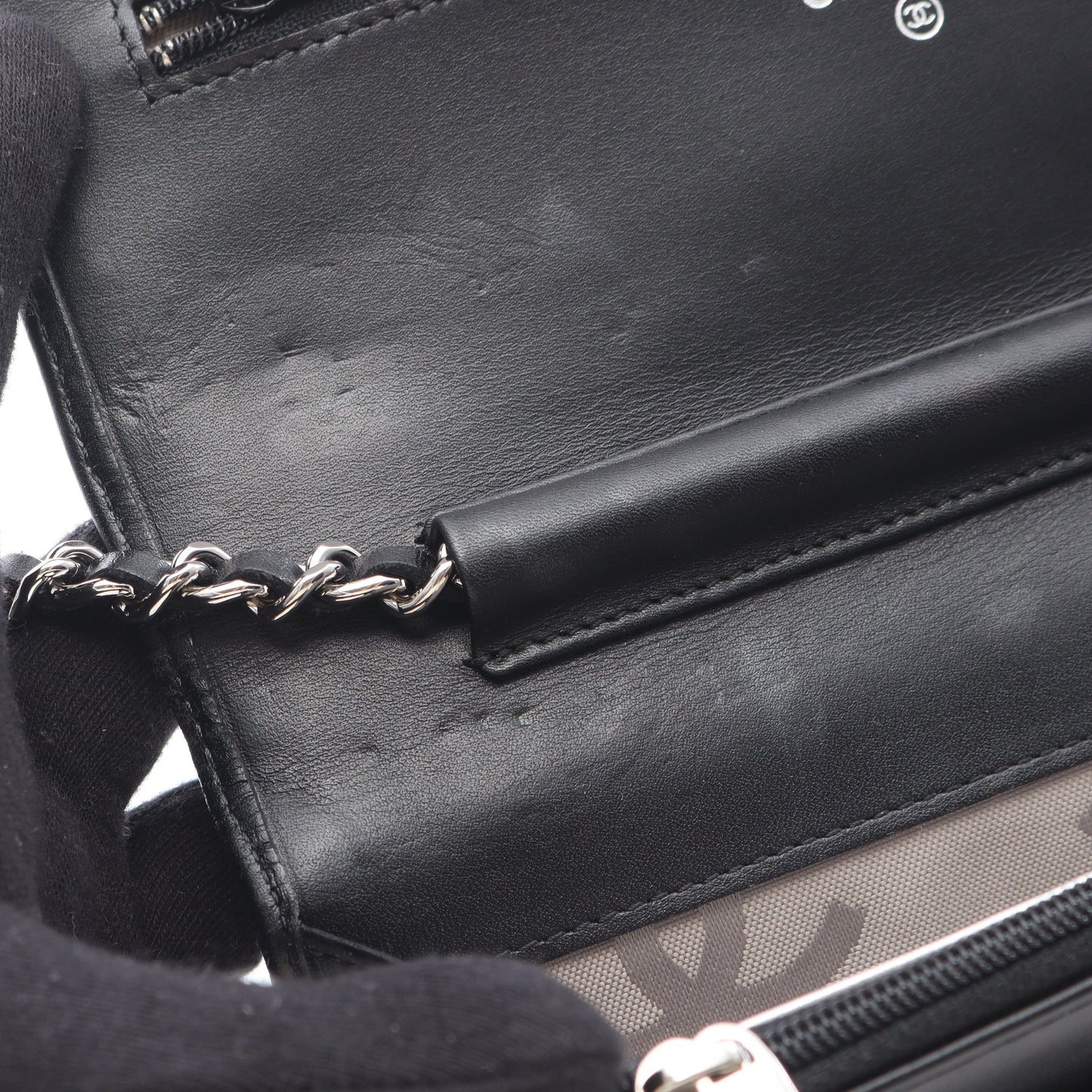 カンボンライン チェーンウォレット レザー ブラック シルバー シルバー金具 シャネル バッグ CHANEL