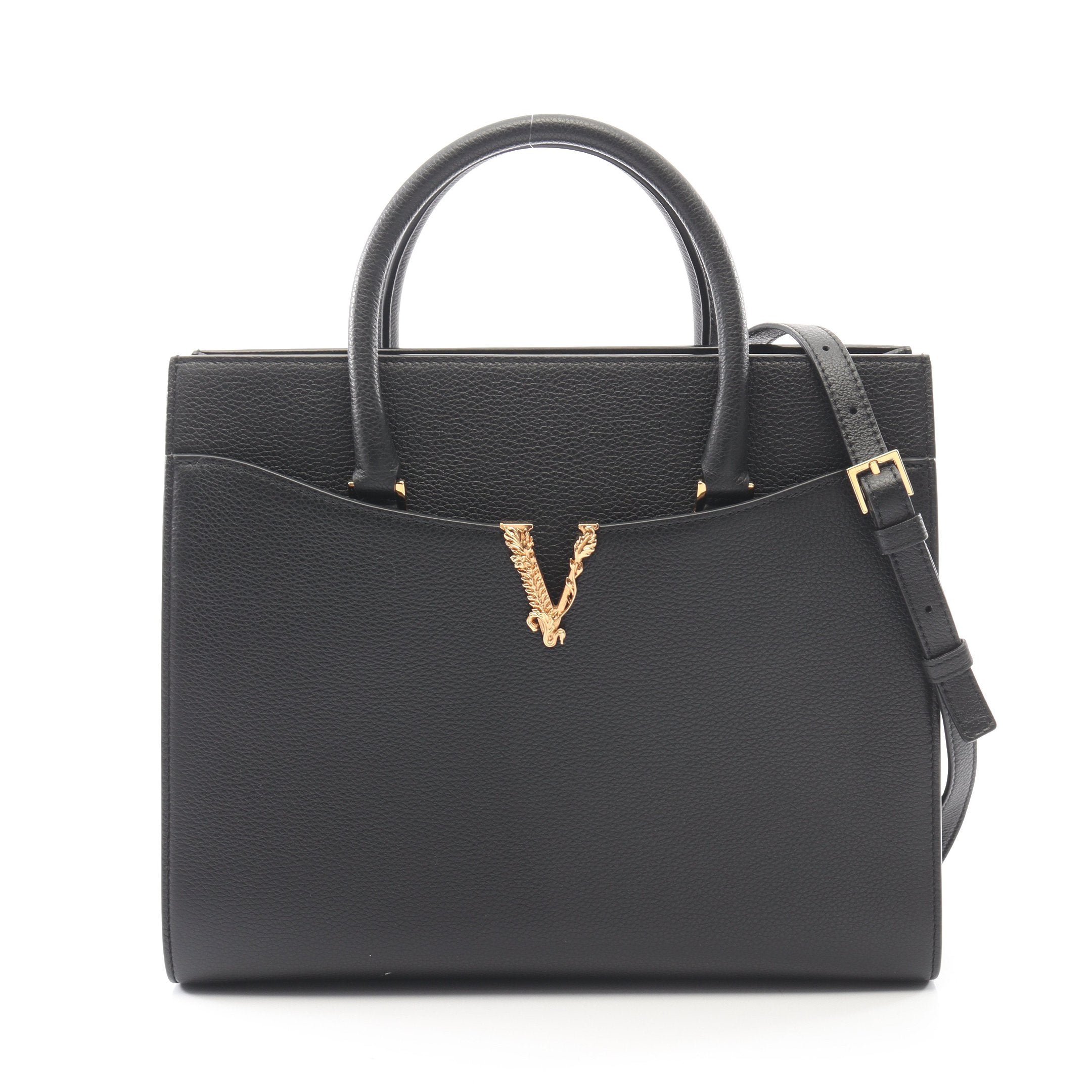 VIRTUS ヴィルトゥス ハンドバッグ トートバッグ レザー ブラック 2WAY