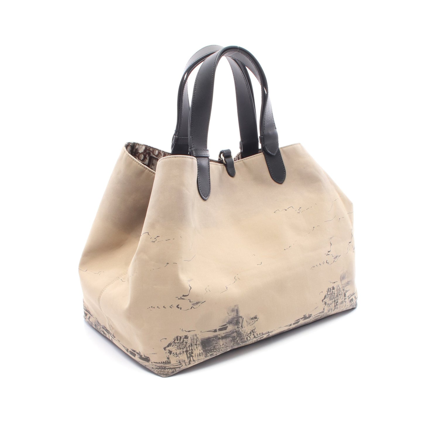 トゥジュール ラージ オブリーク ハンドバッグ トートバッグ エッフェル塔 キャンバス レザー ベージュ ブラック ブラウン リバーシブル クリスチャンディオール