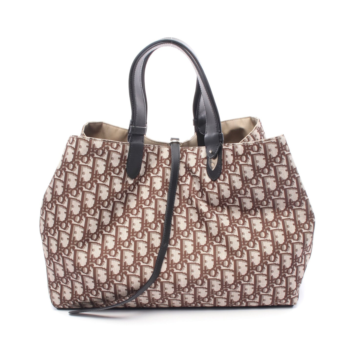 トゥジュール ラージ オブリーク ハンドバッグ トートバッグ エッフェル塔 キャンバス レザー ベージュ ブラック ブラウン リバーシブル クリスチャンディオール