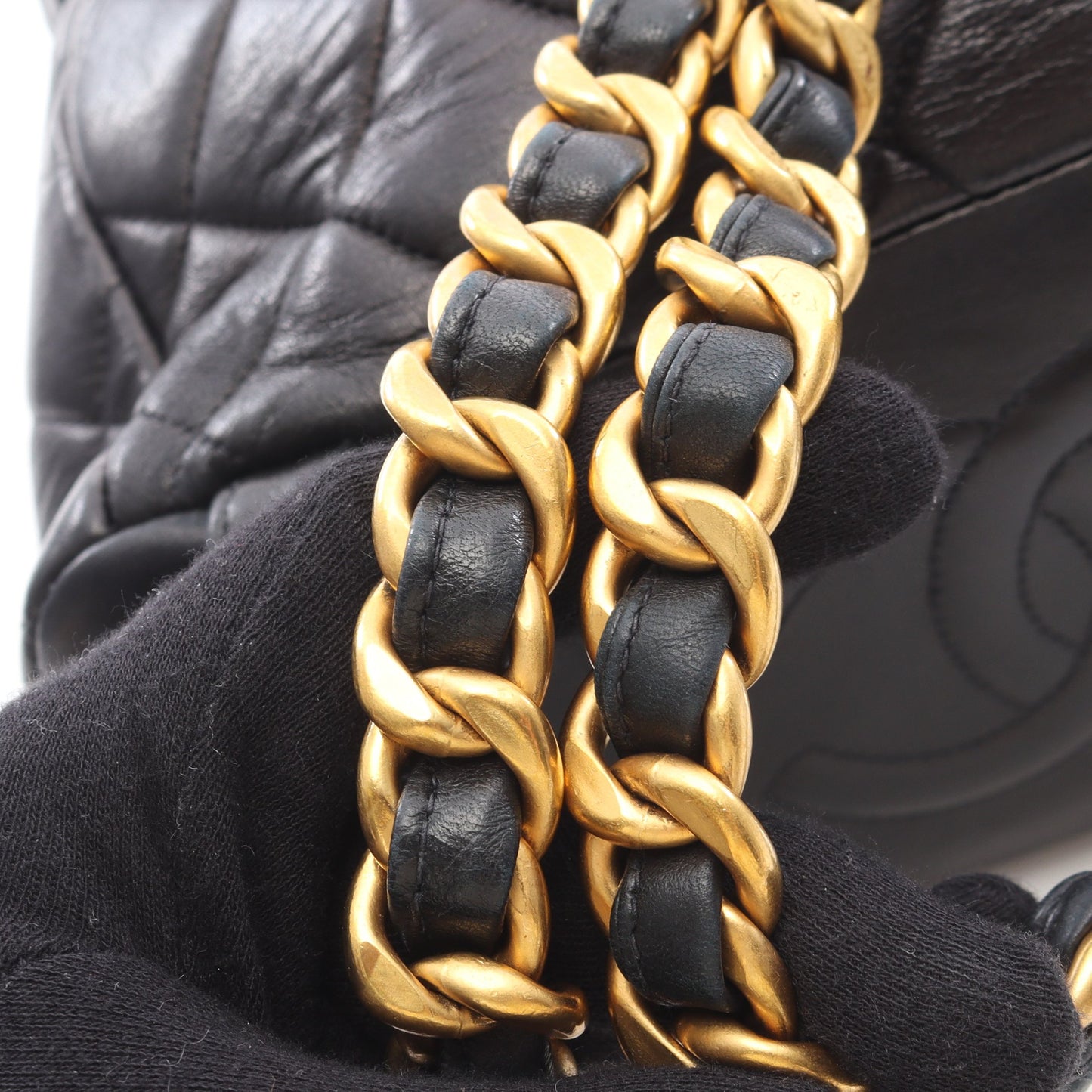 マトラッセ バックパック リュックサック ラムスキン ブラック ゴールド金具 シャネル