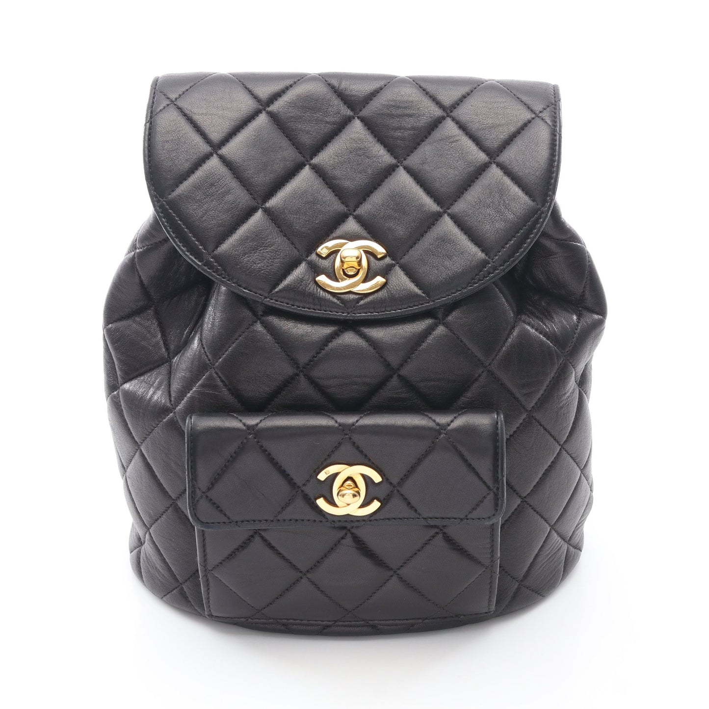 マトラッセ バックパック リュックサック ラムスキン ブラック ゴールド金具 シャネル