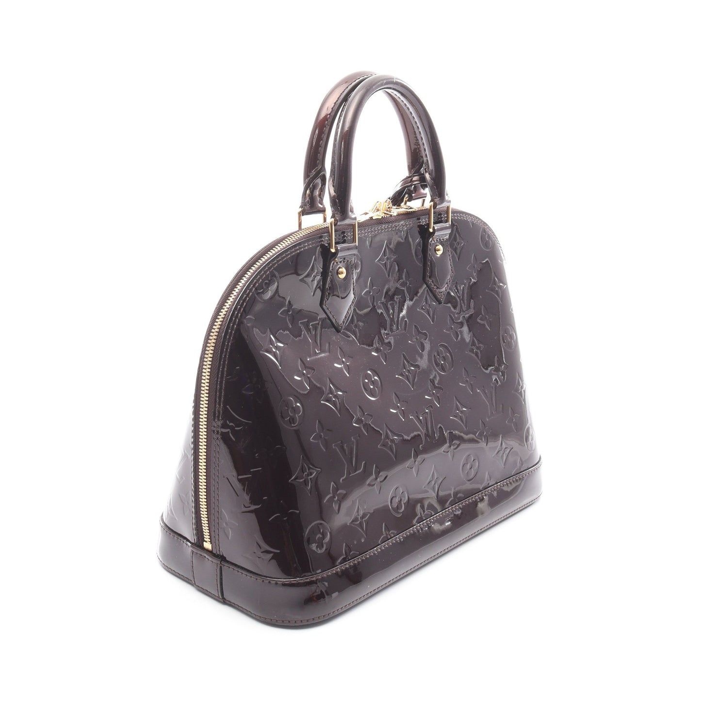 アルマPM モノグラムヴェルニ アマラント ハンドバッグ レザー ダークパープル ルイヴィトン