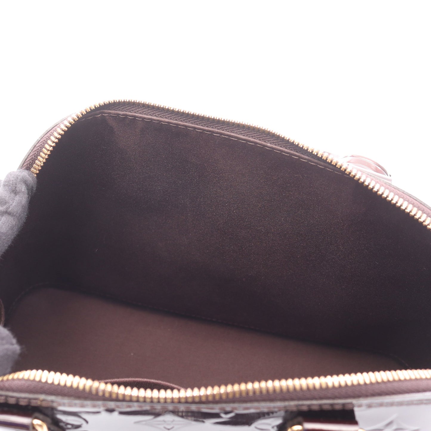 アルマPM モノグラムヴェルニ アマラント ハンドバッグ レザー ダークパープル ルイヴィトン