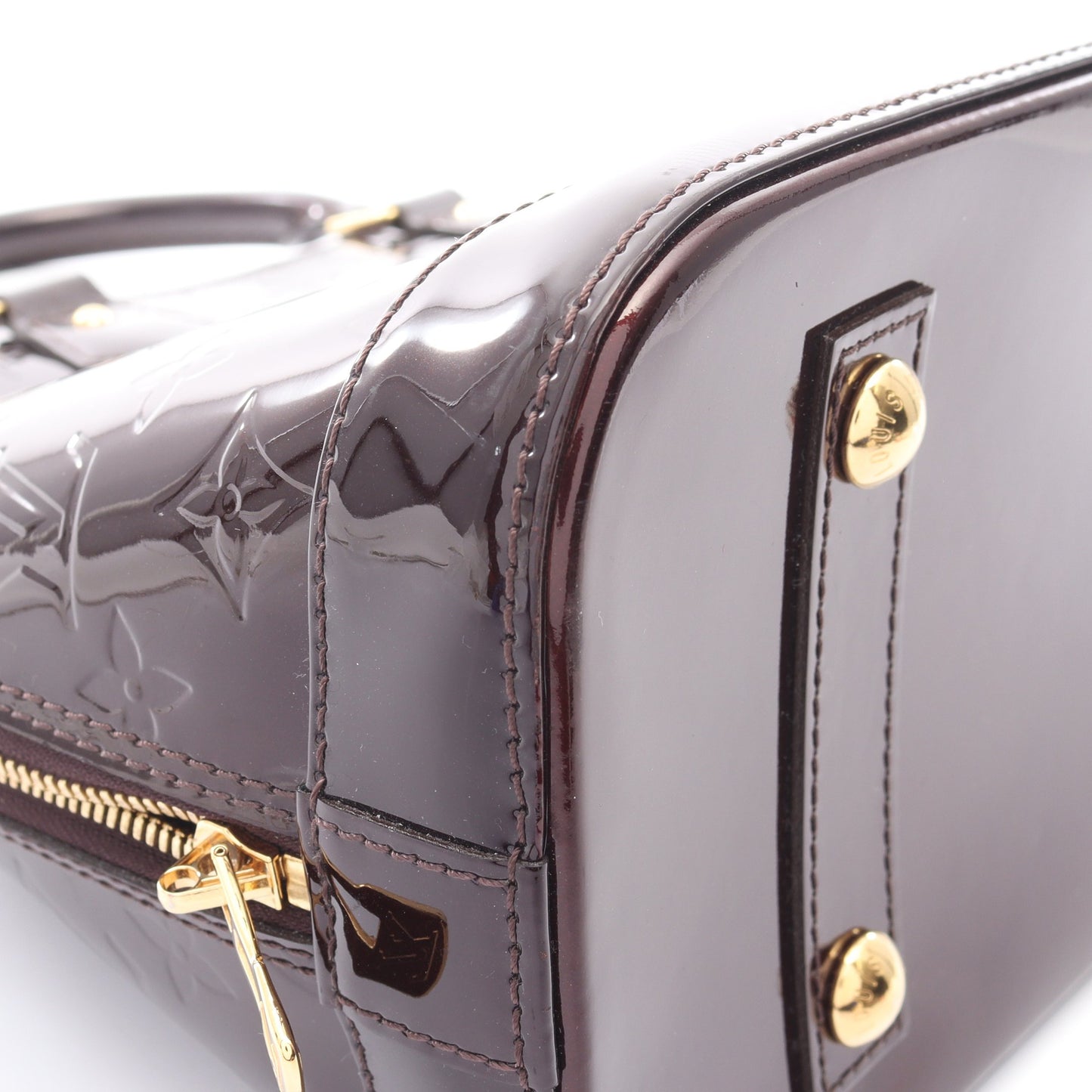 アルマPM モノグラムヴェルニ アマラント ハンドバッグ レザー ダークパープル ルイヴィトン