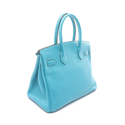 バーキン30 ブルーパオン ハンドバッグ トリヨンクレマンス エメラルドグリーン シルバー金具 □R刻印 エルメス