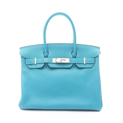 バーキン30 ブルーパオン ハンドバッグ トリヨンクレマンス エメラルドグリーン シルバー金具 □R刻印 エルメス