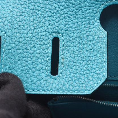 バーキン30 ブルーパオン ハンドバッグ トリヨンクレマンス エメラルドグリーン シルバー金具 □R刻印 エルメス