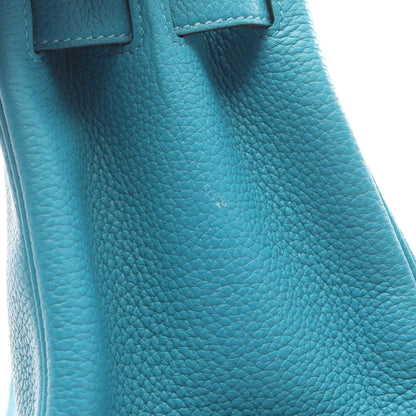 バーキン30 ブルーパオン ハンドバッグ トリヨンクレマンス エメラルドグリーン シルバー金具 □R刻印 エルメス