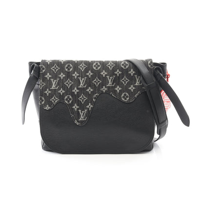 LOUIS VUITTON × NIGO ブサス トーキョー モノグラムデニム ショルダーバッグ キャンバス レザー ブラック ルイヴィトン バッグ LOUIS VUITTON