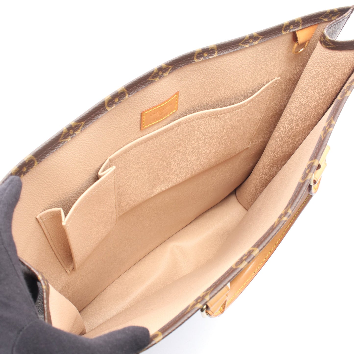 サックプラ モノグラム ハンドバッグ トートバッグ PVC レザー ブラウン ルイヴィトン バッグ LOUIS VUITTON