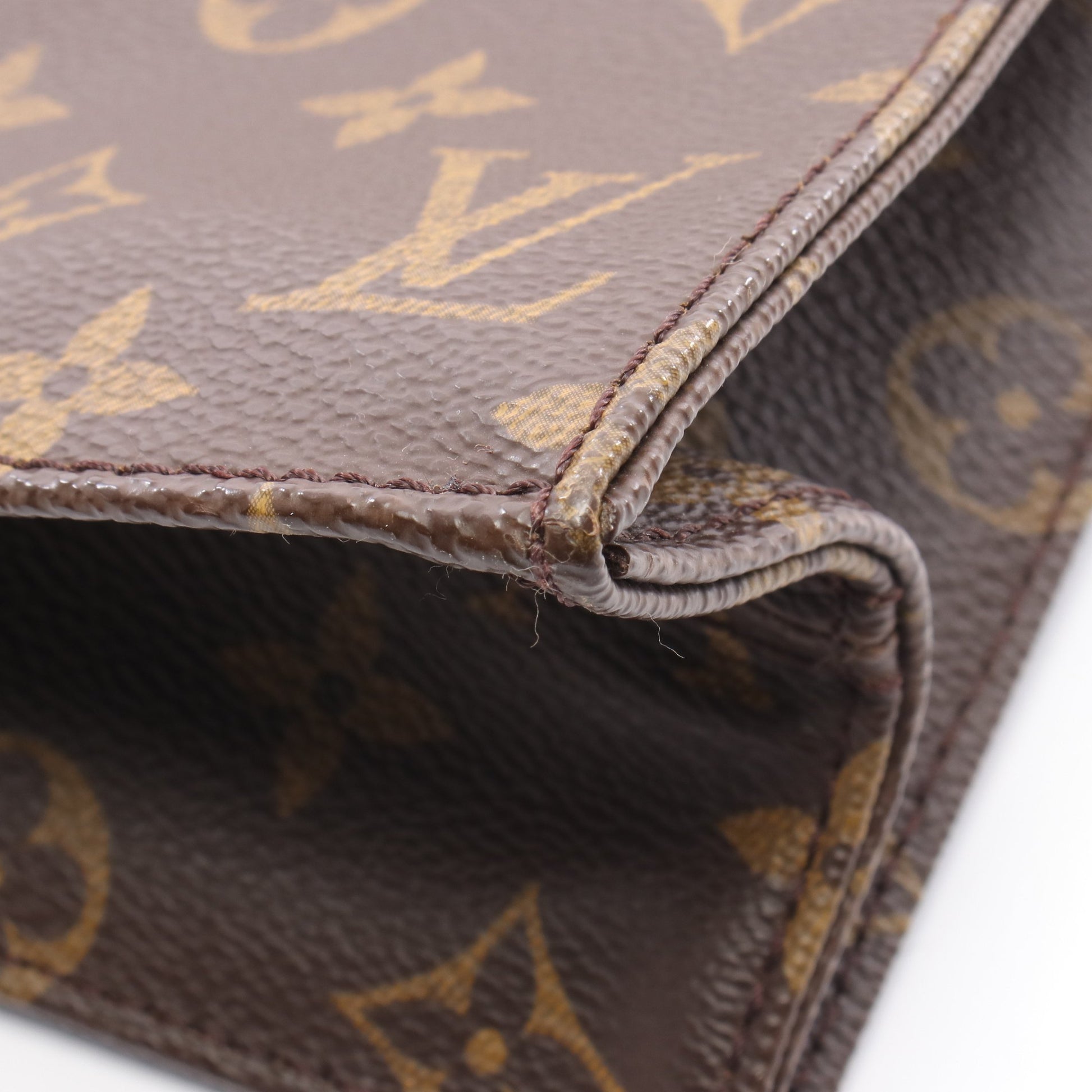 サックプラ モノグラム ハンドバッグ トートバッグ PVC レザー ブラウン ルイヴィトン バッグ LOUIS VUITTON