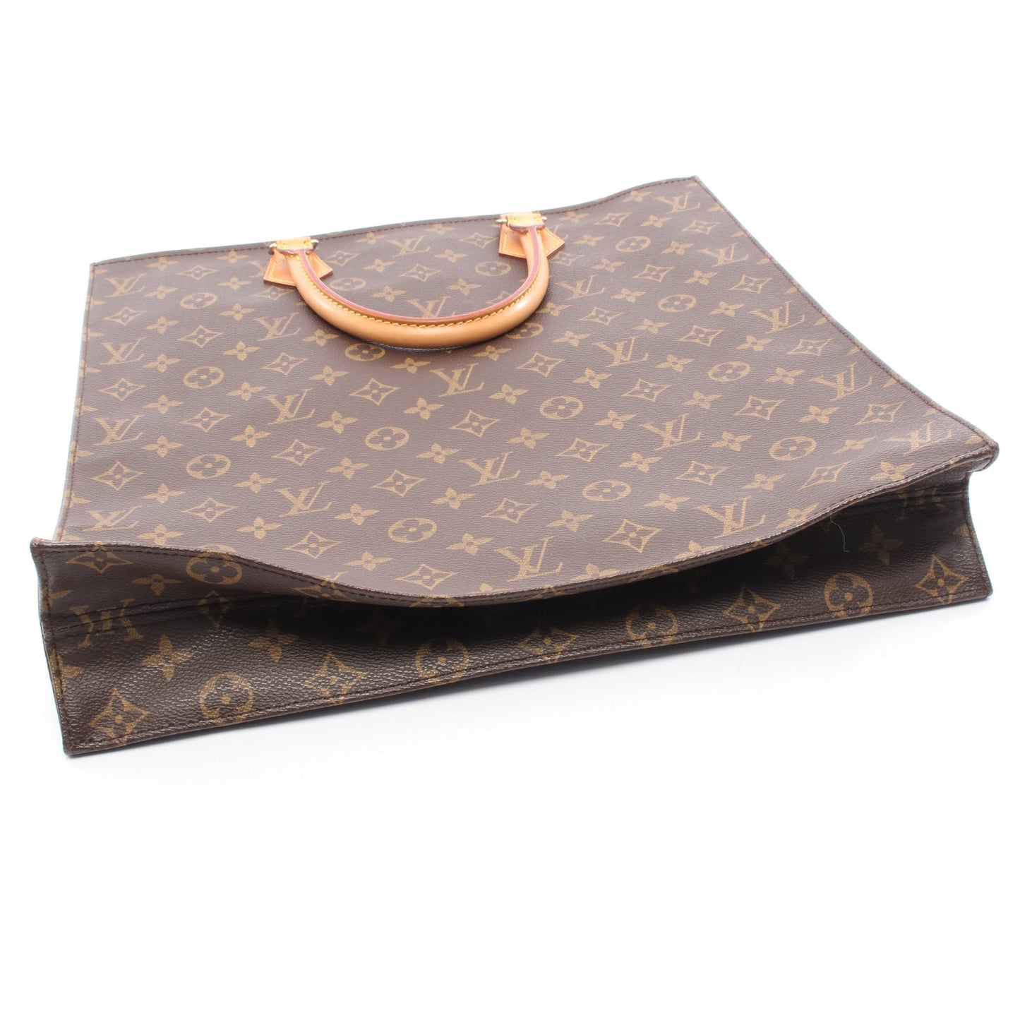 サックプラ モノグラム ハンドバッグ トートバッグ PVC レザー ブラウン ルイヴィトン バッグ LOUIS VUITTON