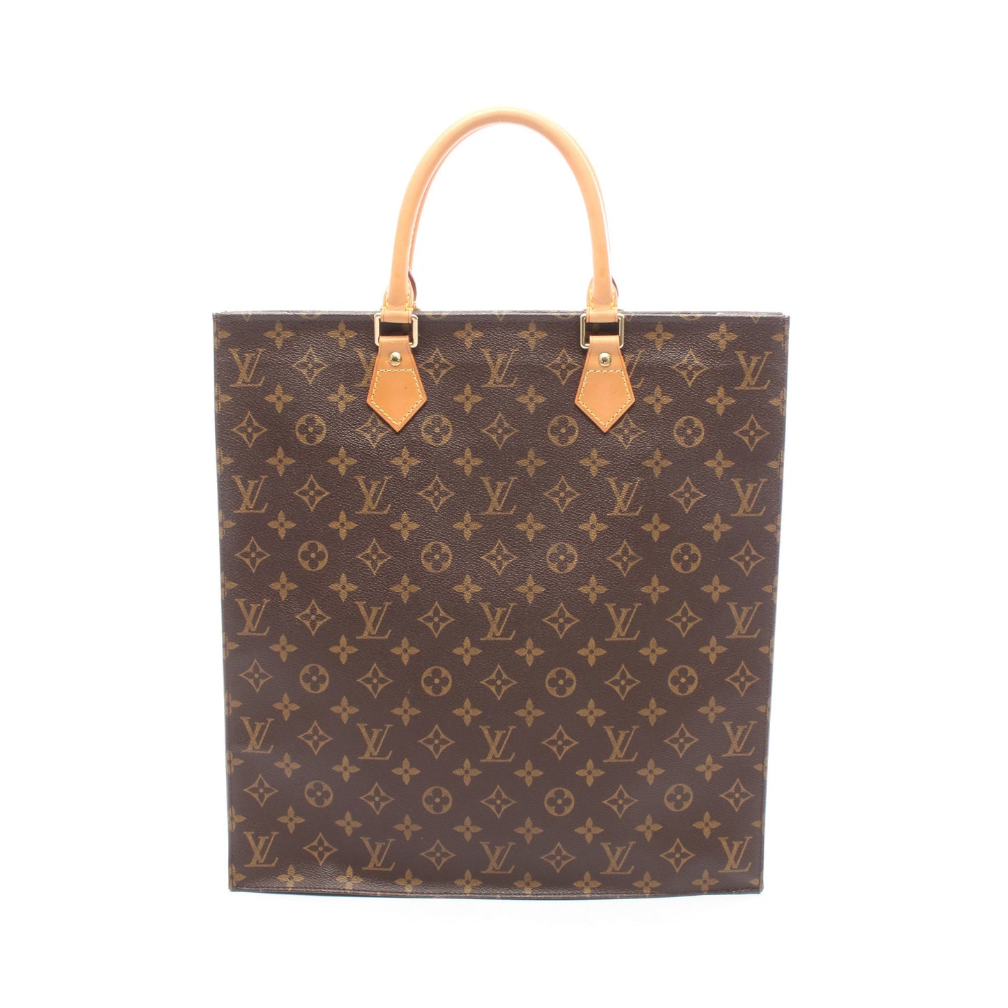サックプラ モノグラム ハンドバッグ トートバッグ PVC レザー ブラウン ルイヴィトン バッグ LOUIS VUITTON